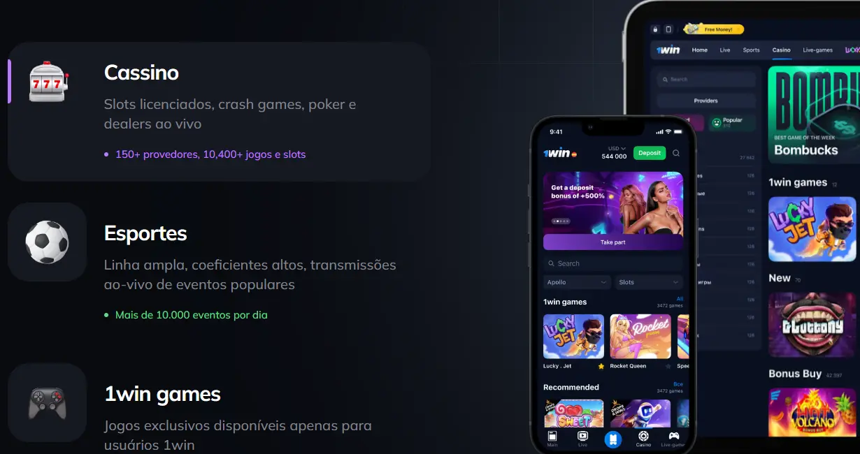 Programa de afiliados 1win: casino, apostas desportivas em dispositivos móveis.